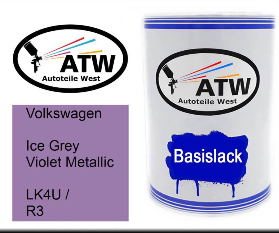 Volkswagen, Ice Grey Violet Metallic, LK4U / R3: 500ml Lackdose, von ATW Autoteile West.